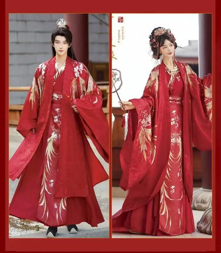 Chinese Style Wedding Costume Traditional Song Dynasty Bride Groom Clothes Halloween Cosplay Suit Couples Art Photography Outfit