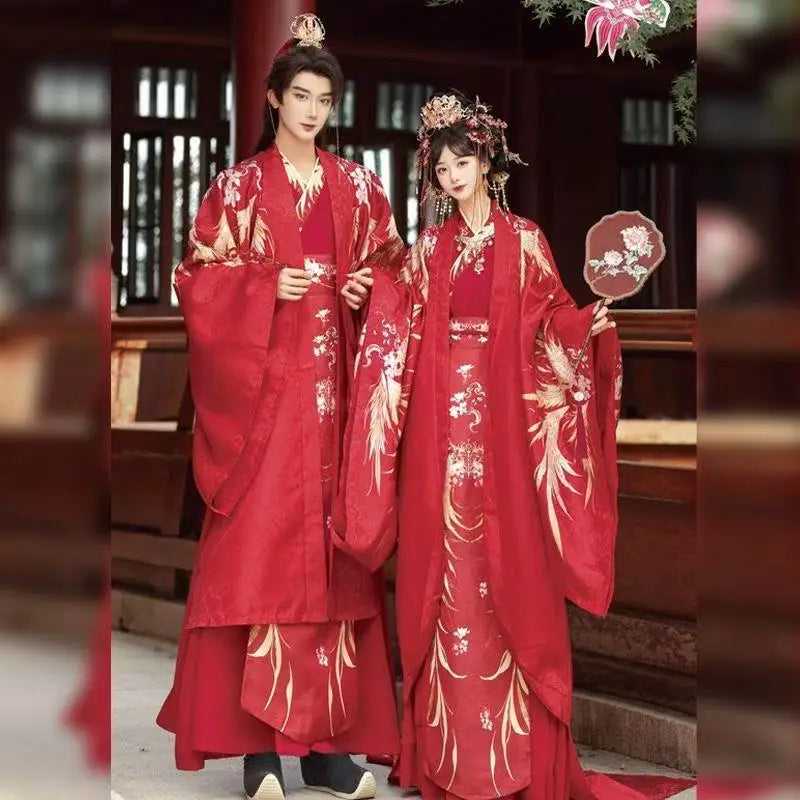Chinese Style Wedding Costume Traditional Song Dynasty Bride Groom Clothes Halloween Cosplay Suit Couples Art Photography Outfit