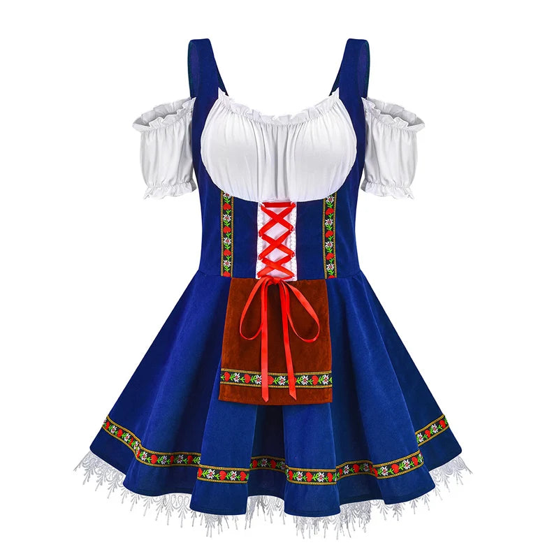 Traditional Couples Oktoberfest Costume Parade Tavern Bartender Waitress Outfit Cosplay Carnival Halloween Fancy Party Dress