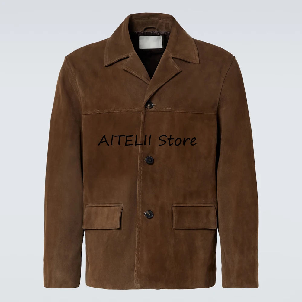 Casual Suit Jackets Lapel Single-breasted Costumes Casual Suede Jacket Blazers for Man Fashion Suits Blazer Men's Clothing