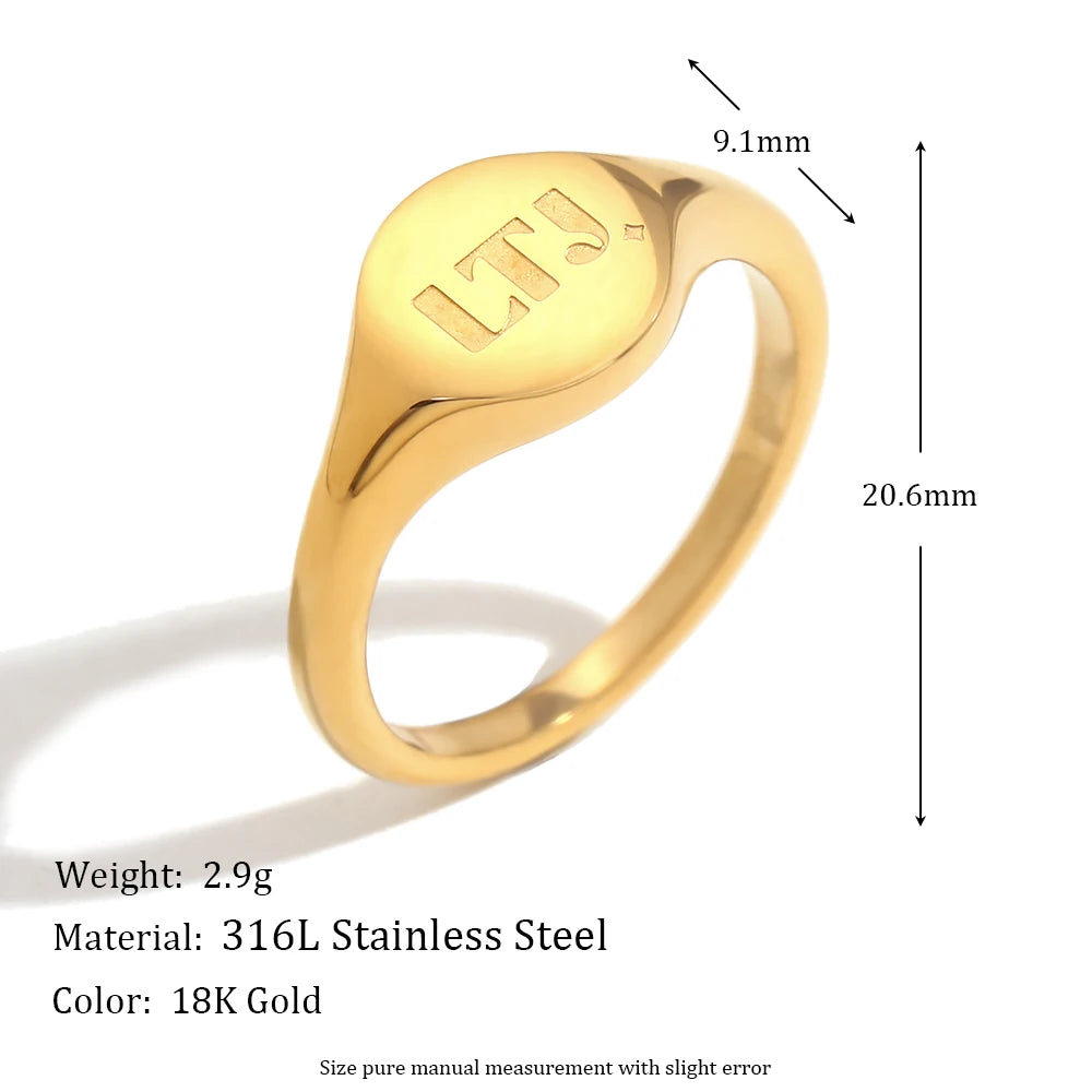 E.B.belle LTJ you are gold English Round Ring Water Resistant 18K Gold Plated Decoration 316L Stainless Steel Jewelry