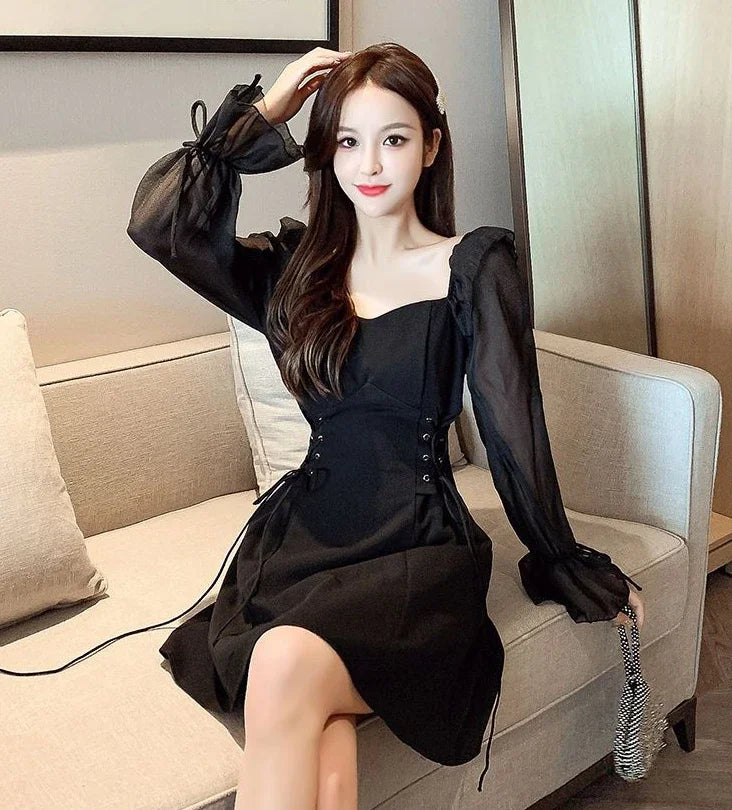 Female Dresses Coquette Women's DressSilk Satin Chiffon Sexy Black Holiday New Features Korean Style Clothing Cheap Casual X In