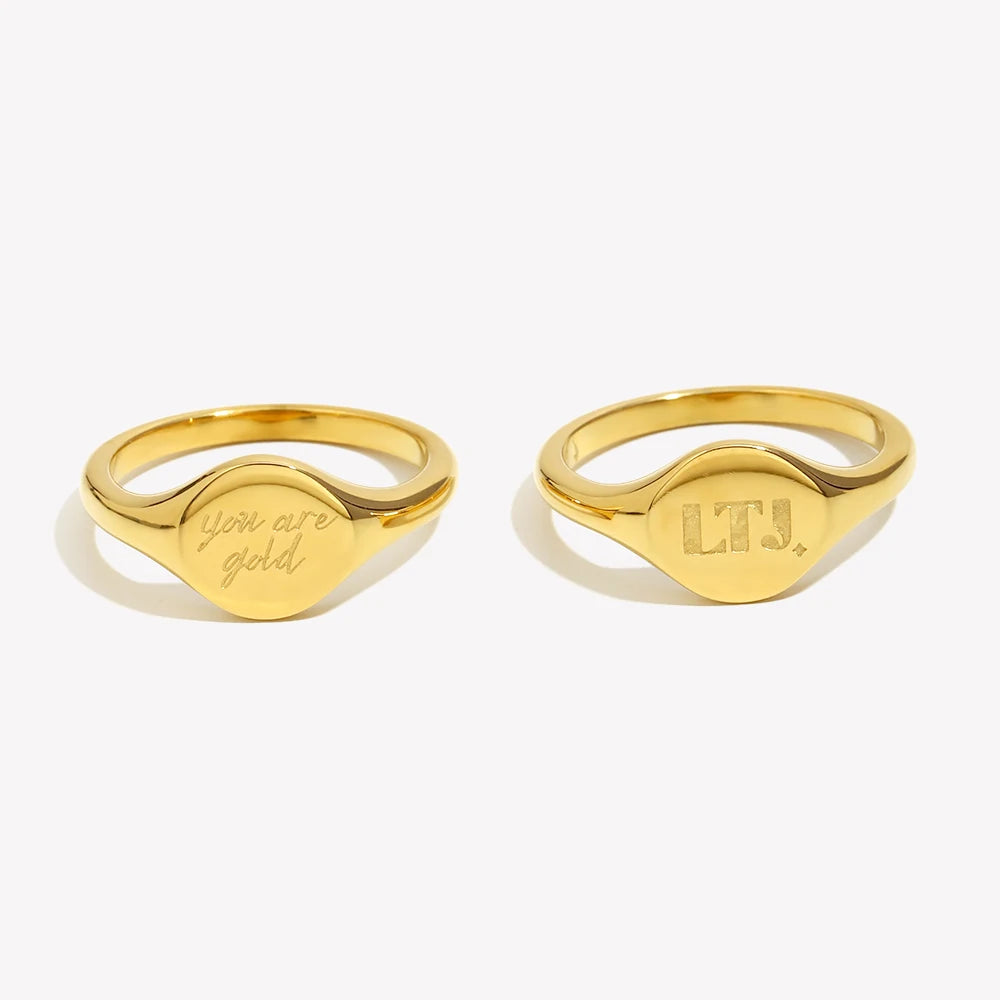 E.B.belle LTJ you are gold English Round Ring Water Resistant 18K Gold Plated Decoration 316L Stainless Steel Jewelry