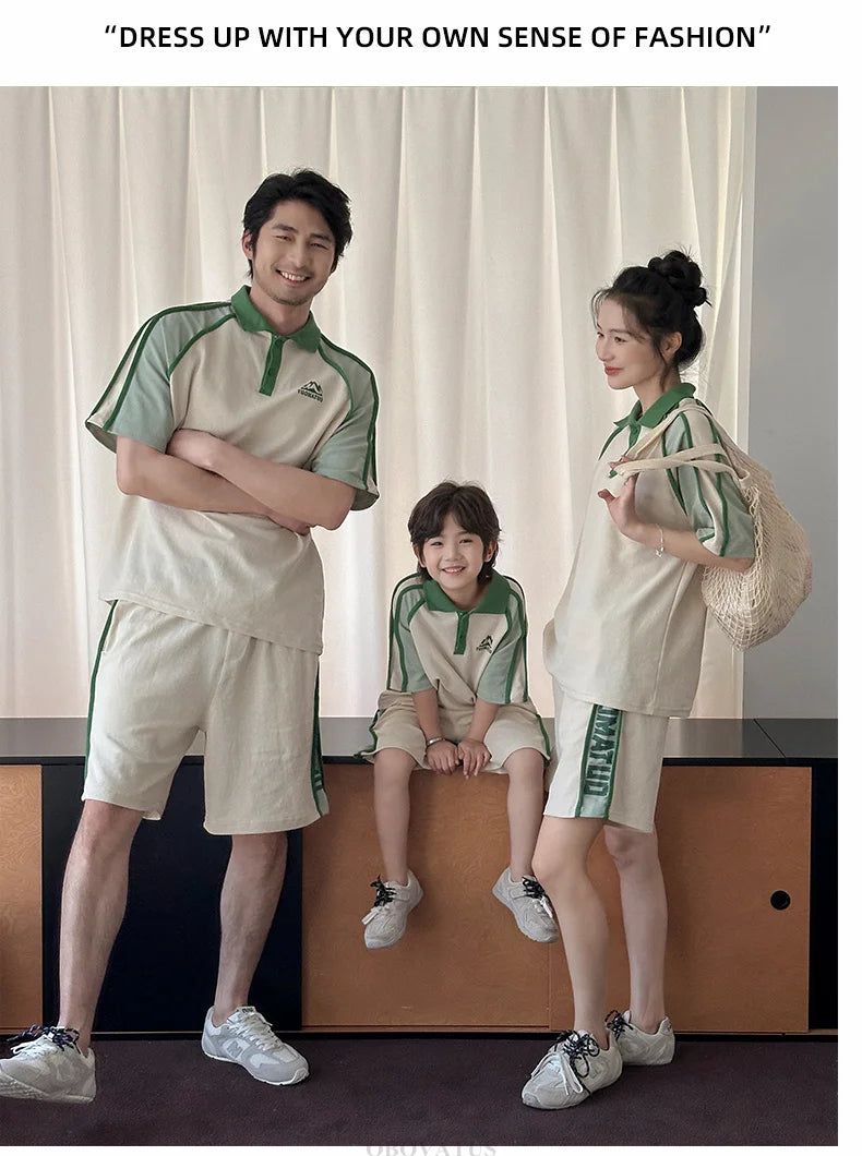 Couples Matching Outfit for Family Look Clothes Set Polo Shirt And Shorts 2 Pieces Clothing Suit New Summer Dad Mom Baby Costume