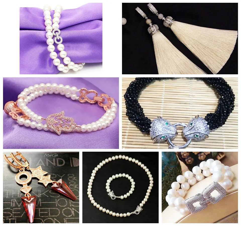 JUYA Gold Zirconia Clasp Hook Fasteners for Bracelets Silver Pearls for Jewellery Making Accessories Luxury Necklace Closures