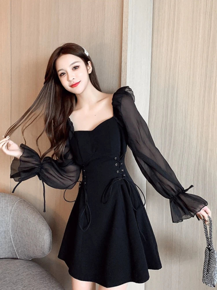 Female Dresses Coquette Women's DressSilk Satin Chiffon Sexy Black Holiday New Features Korean Style Clothing Cheap Casual X In