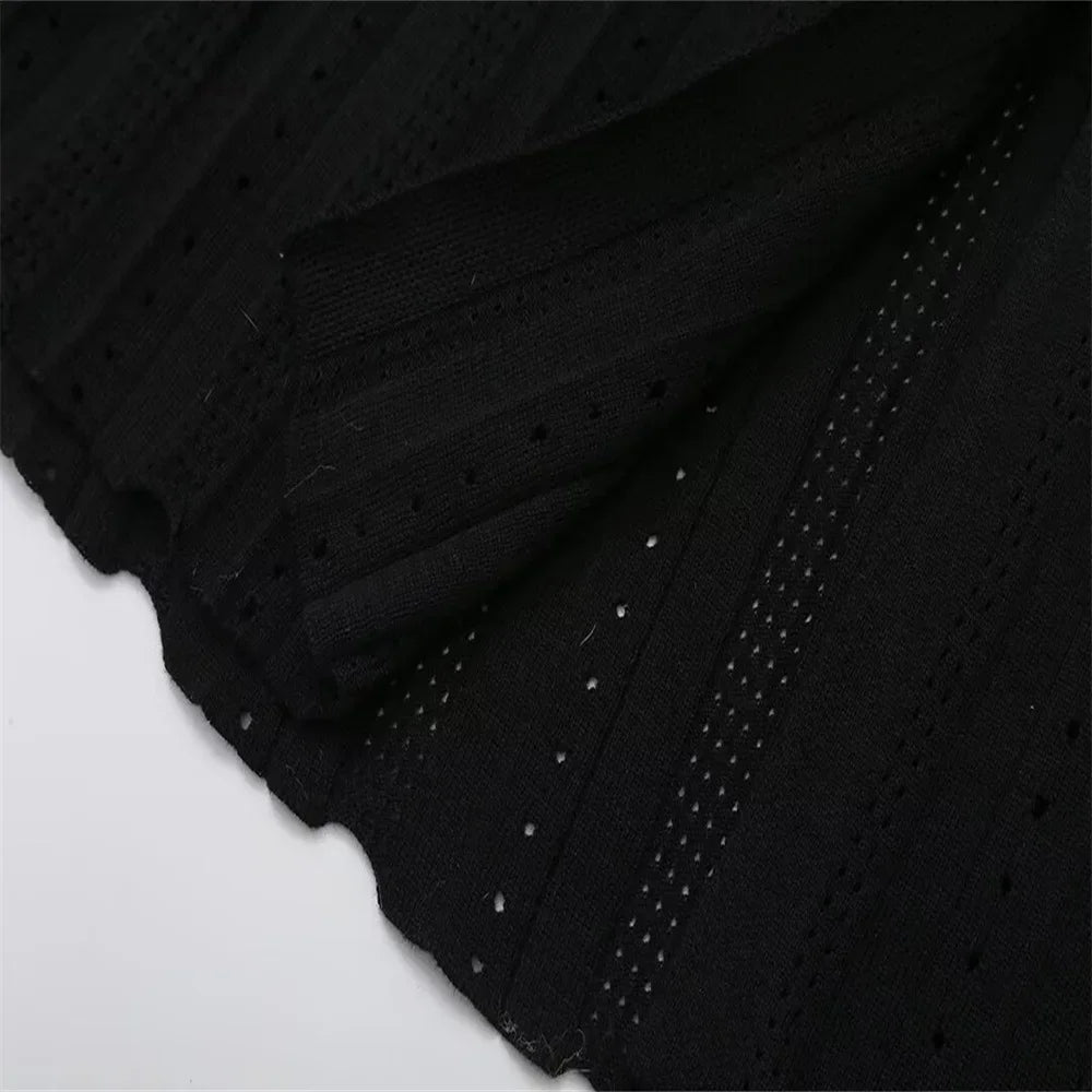 Women Elegant Knitted Long Dress Casual O Neck Solid Short Sleeved Button High Waist Split Dresses New Female Fashion Gown