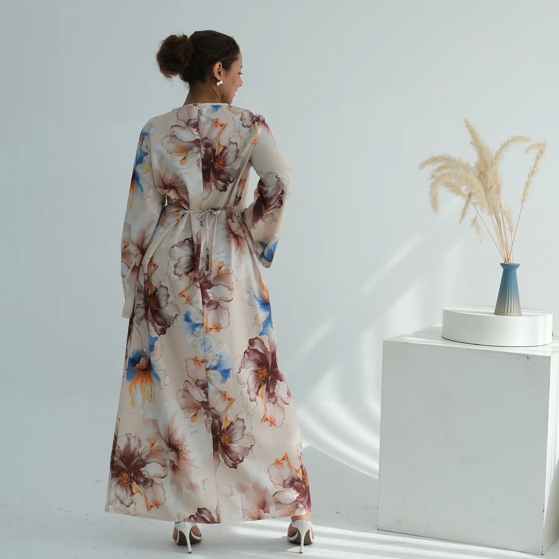 Muslim Dress for Women Flower Print Party Abaya Dresses Arab Long Robe Morocco Dubai Kaftan Vestidos Jalabiya Ramadan Eid 2026