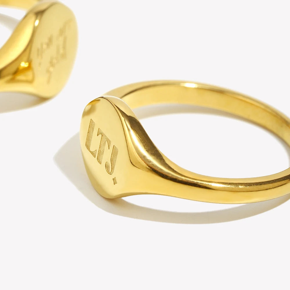 E.B.belle LTJ you are gold English Round Ring Water Resistant 18K Gold Plated Decoration 316L Stainless Steel Jewelry