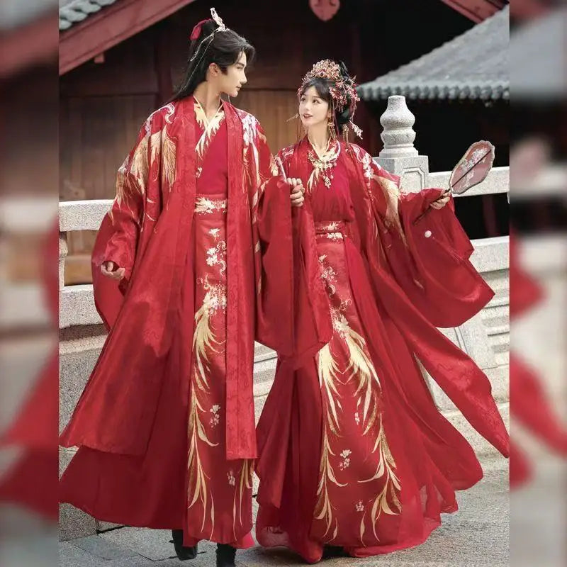 Chinese Style Wedding Costume Traditional Song Dynasty Bride Groom Clothes Halloween Cosplay Suit Couples Art Photography Outfit