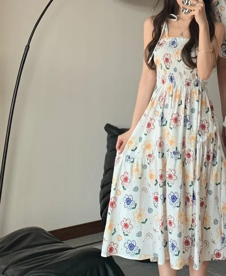 Parent-Child Family Holiday Outfits For Couple Brother Sister Dad Son Beach Shirts Mom Girl Floral Smocking Dress Korean Clothes