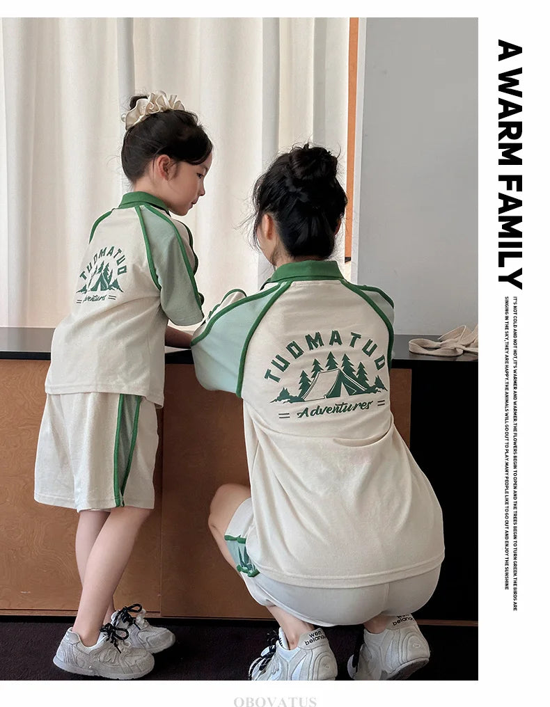 Couples Matching Outfit for Family Look Clothes Set Polo Shirt And Shorts 2 Pieces Clothing Suit New Summer Dad Mom Baby Costume