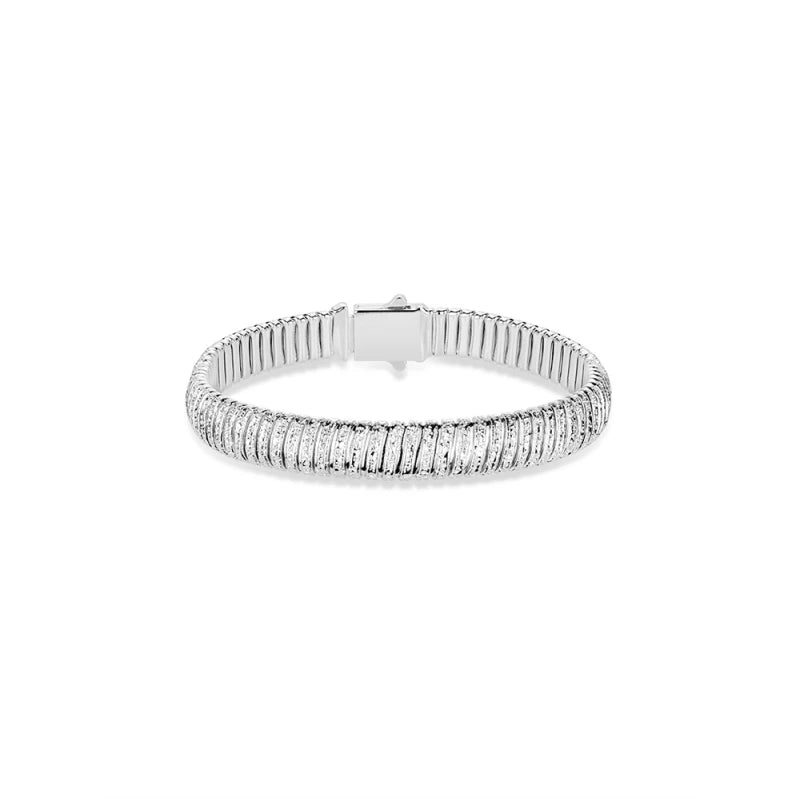Bellux Women Silver 925 Jewellery White Gold Color Bangles Fashionable Charming Flexible Bracelets
