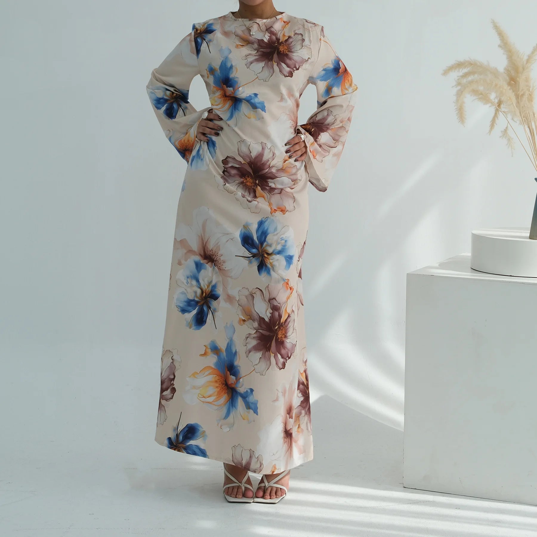 Muslim Dress for Women Flower Print Party Abaya Dresses Arab Long Robe Morocco Dubai Kaftan Vestidos Jalabiya Ramadan Eid 2026