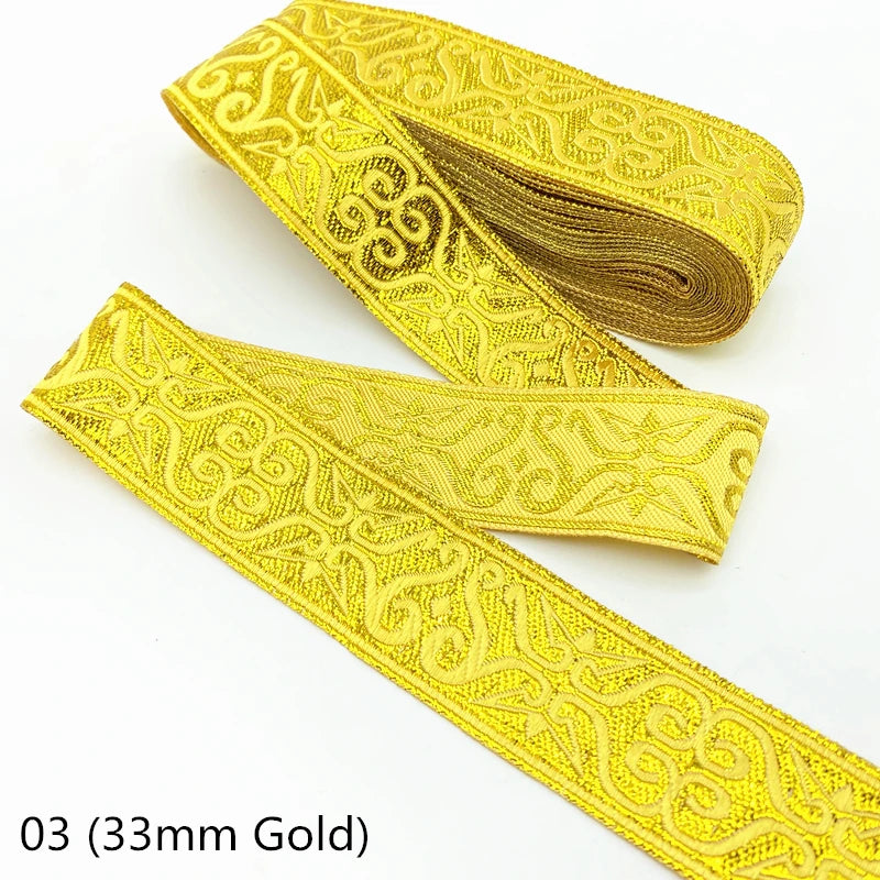 7 Yards Gold Silver Vintage Ethnic Embroidery Lace Ribbon Boho  Trim DIY Clothes Bag Accessories Embroidered Fabric