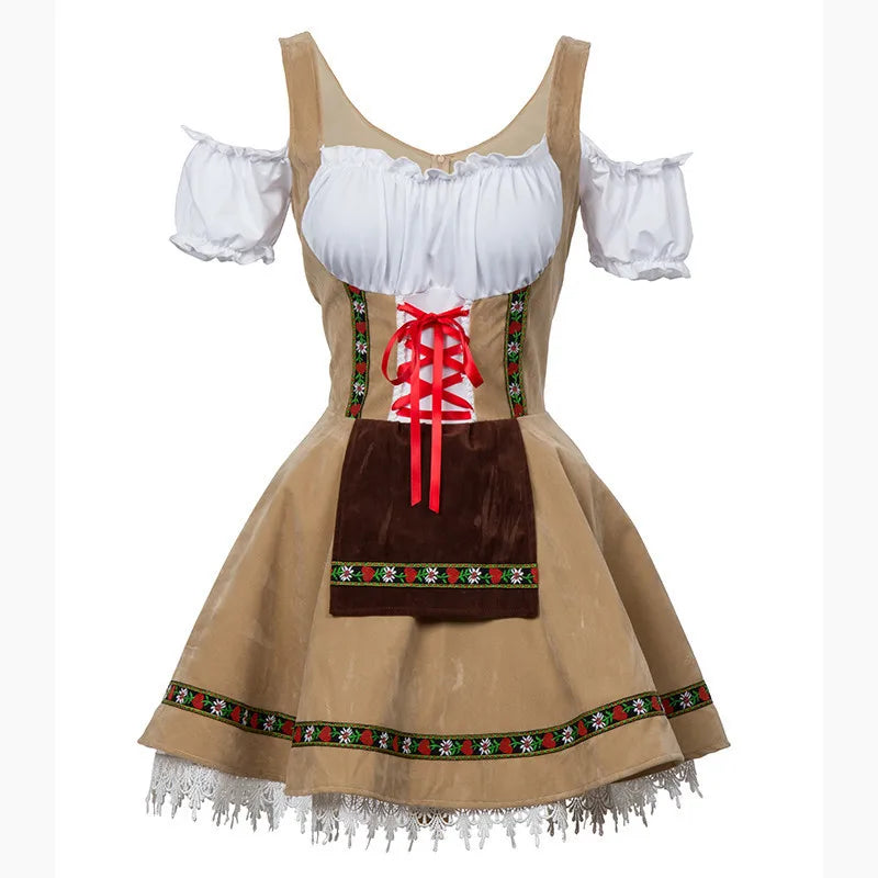 Traditional Couples Oktoberfest Costume Parade Tavern Bartender Waitress Outfit Cosplay Carnival  Halloween Fancy Party Dress