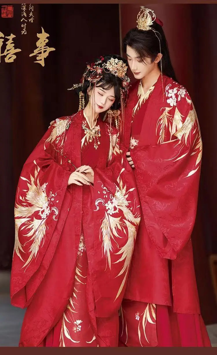 Chinese Style Wedding Costume Traditional Song Dynasty Bride Groom Clothes Halloween Cosplay Suit Couples Art Photography Outfit