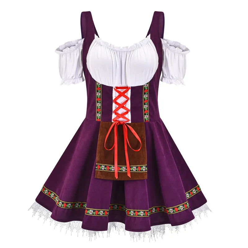 Traditional Couples Oktoberfest Costume Parade Tavern Bartender Waitress Outfit Cosplay Carnival  Halloween Fancy Party Dress