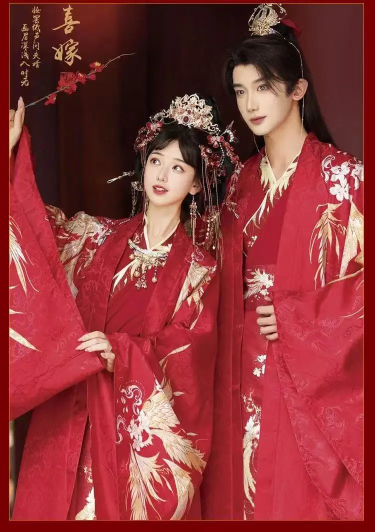 Chinese Style Wedding Costume Traditional Song Dynasty Bride Groom Clothes Halloween Cosplay Suit Couples Art Photography Outfit