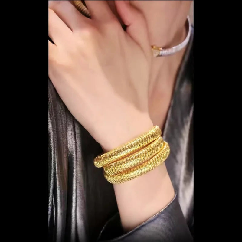 Bellux  Women Silver 925 Jewellery White Gold Color Bangles Fashionable Charming Flexible Bracelets