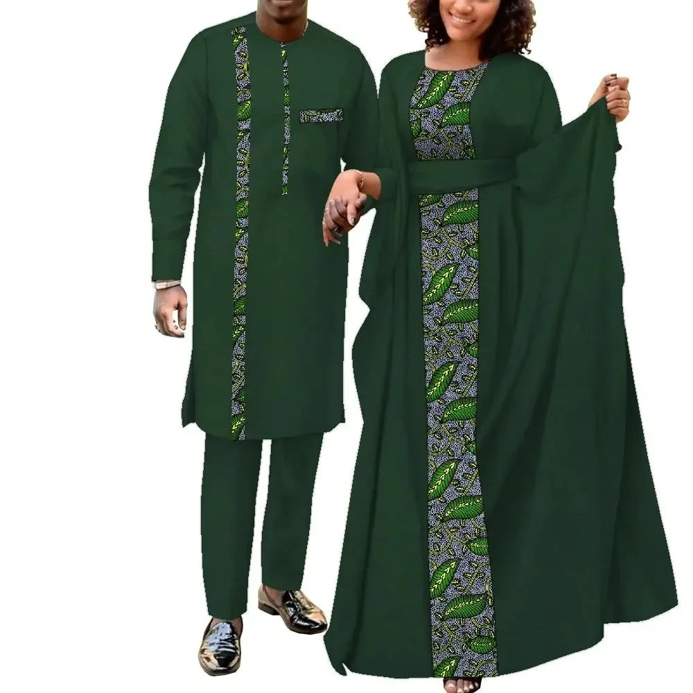 African Couple Outfits Matching Sets African Dresses for Women and African Dashiki Mens Clothing for Wedding Wyq949
