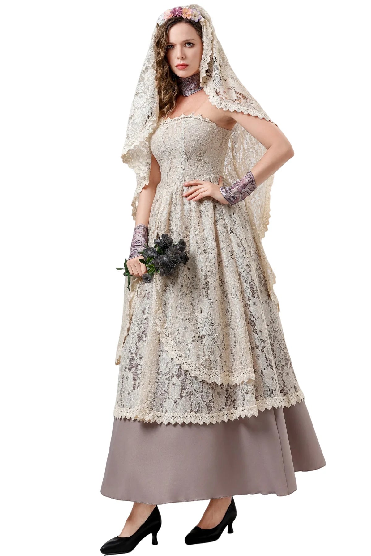 Women Vintage Wedding Gown Cosplay Retro Medieval Renaissance Victorian Dress Halloween Costume Female