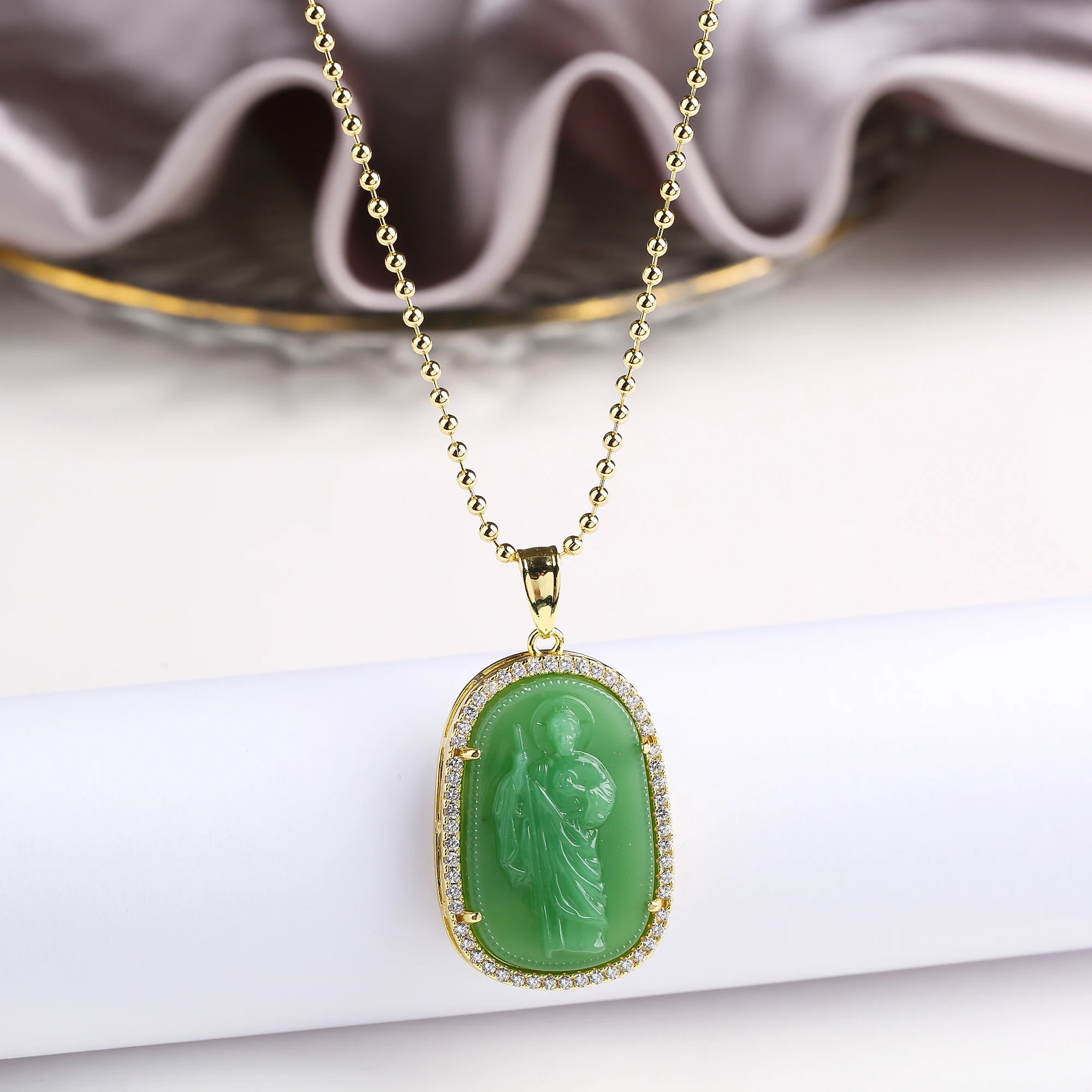 Gold/Silver Hot Sale Religious Style Gold Plated St. Jude Zircon Pendant Necklace Personalized for Man Woman Party Jewelry  Gift