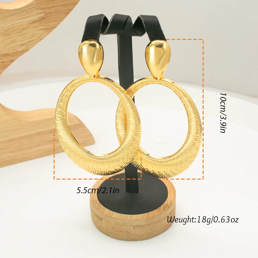 GZJPEI Gold Silver Color Large Earrings Exaggerated Geometric Big Drop Earring For Women European And American Party Jewelry ﻿