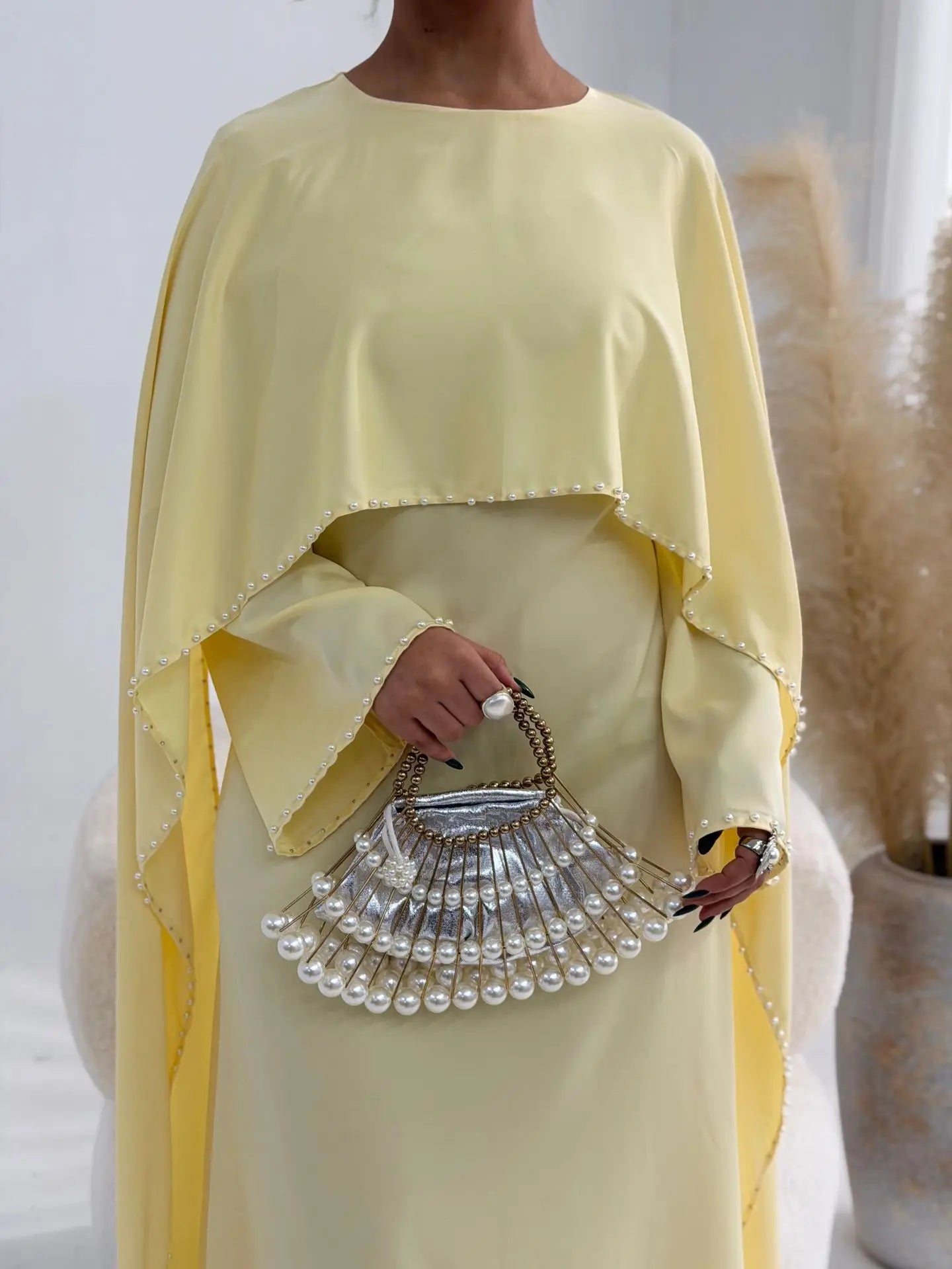 Muslim Dresses Women's Traditional Dresses And Abayas Eid Dubai Evening Dress Pearl Beaded Luxurious Robe Islamic Clothing