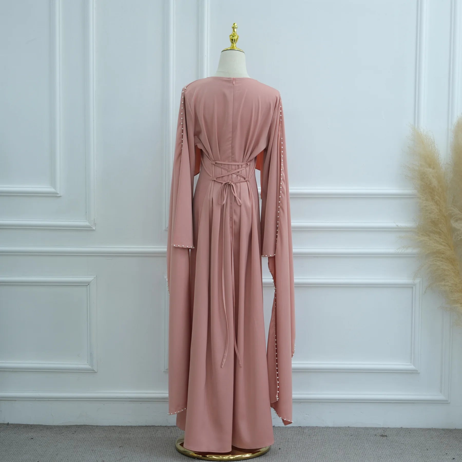 Muslim Dresses Women's Traditional Dresses And Abayas Eid Dubai Evening Dress Pearl Beaded Luxurious Robe Islamic Clothing