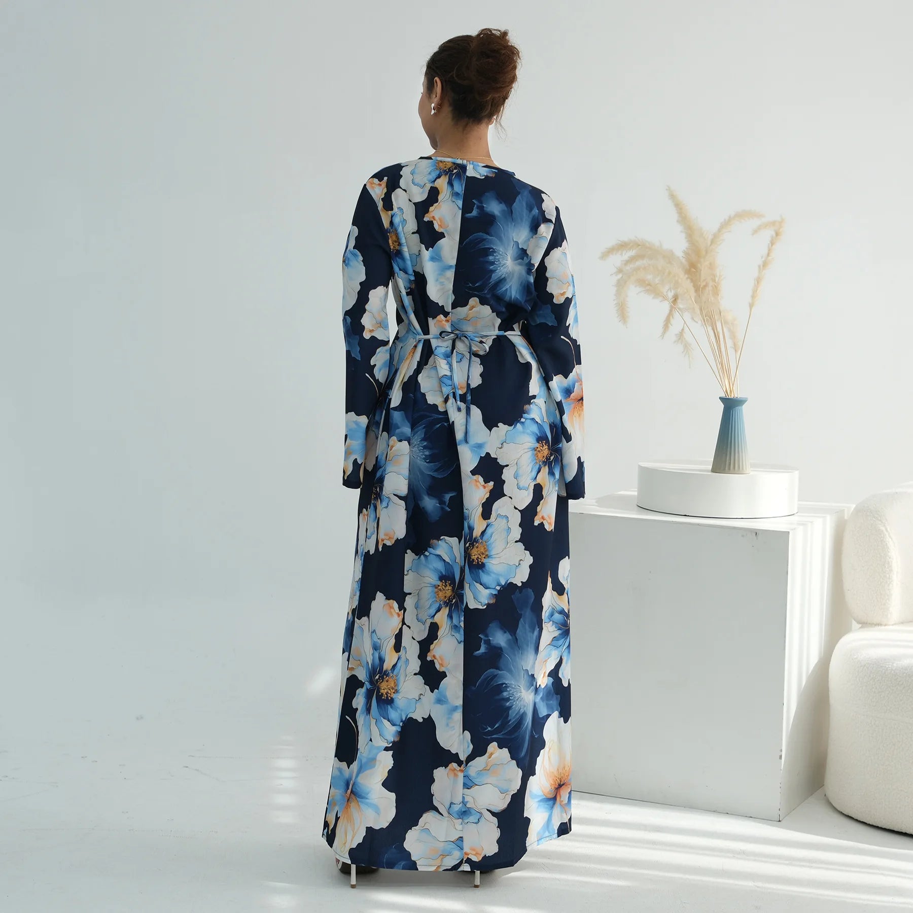 Muslim Dress for Women Flower Print  Party Abaya Dresses Arab Long Robe Morocco Dubai Kaftan Vestidos Jalabiya Ramadan Eid 2026