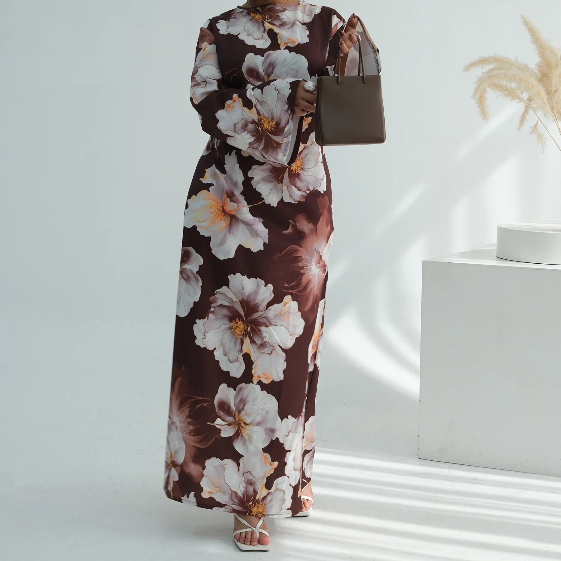 Muslim Dress for Women Flower Print  Party Abaya Dresses Arab Long Robe Morocco Dubai Kaftan Vestidos Jalabiya Ramadan Eid 2026