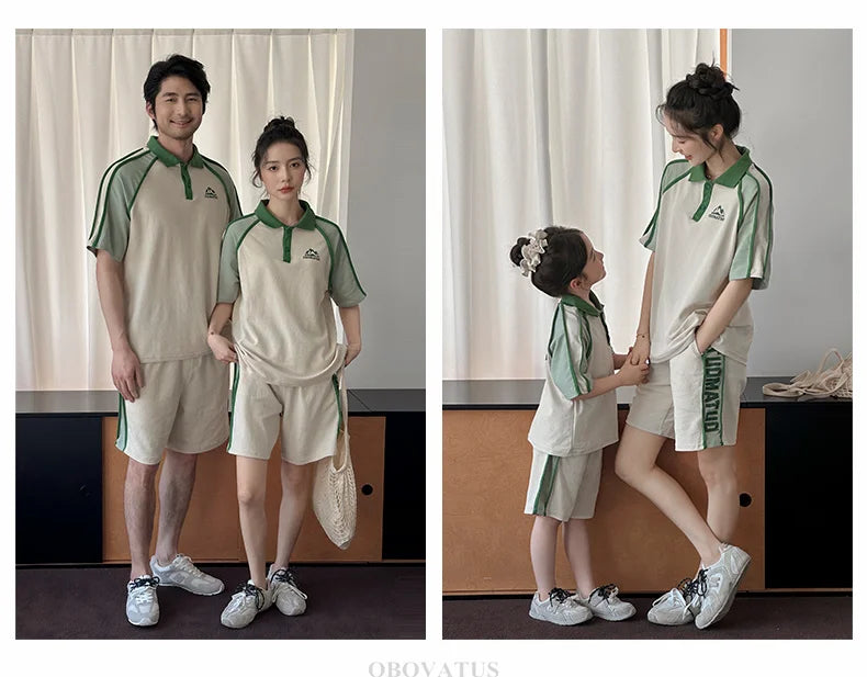 Couples Matching Outfit for Family Look Clothes Set Polo Shirt And Shorts 2 Pieces Clothing Suit New Summer Dad Mom Baby Costume
