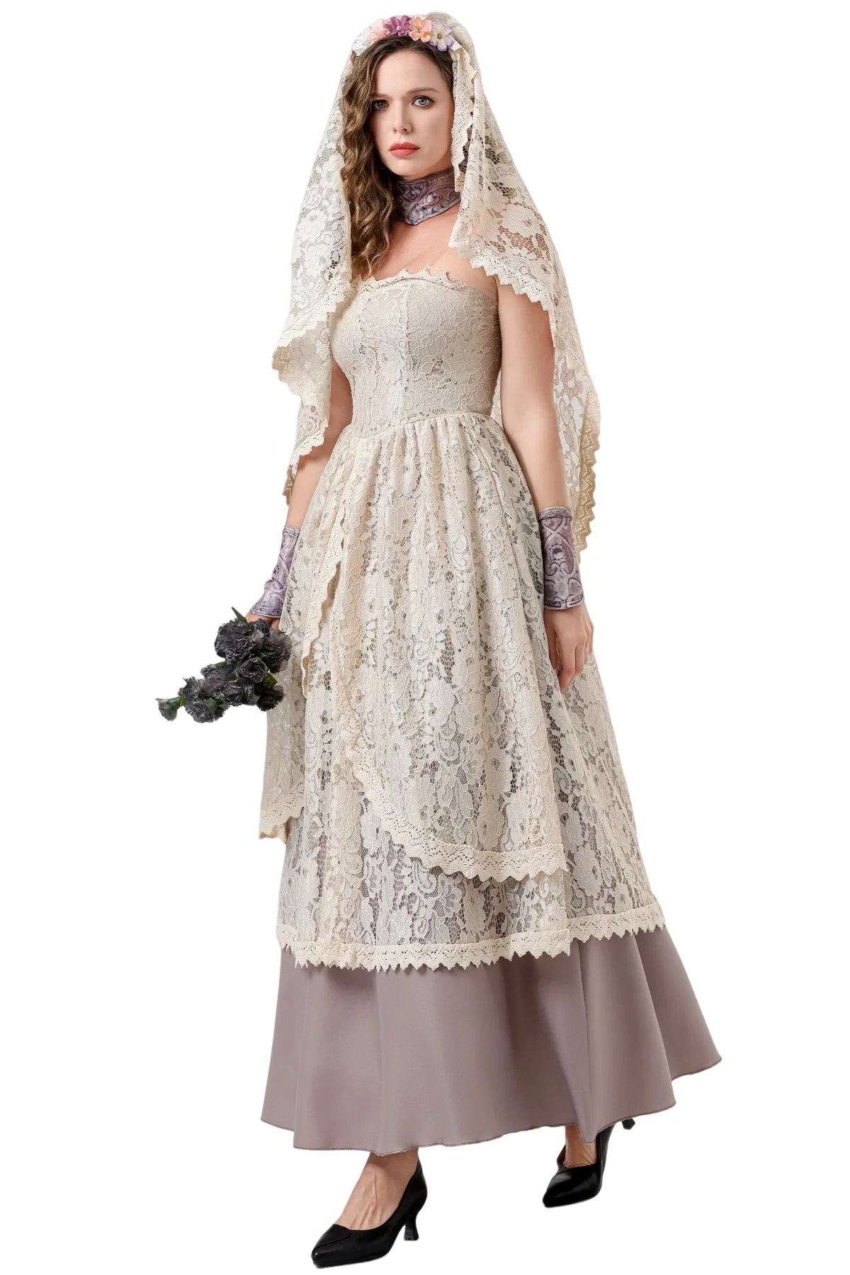 Women Vintage Wedding Gown Cosplay Retro Medieval Renaissance Victorian Dress Halloween Costume Female