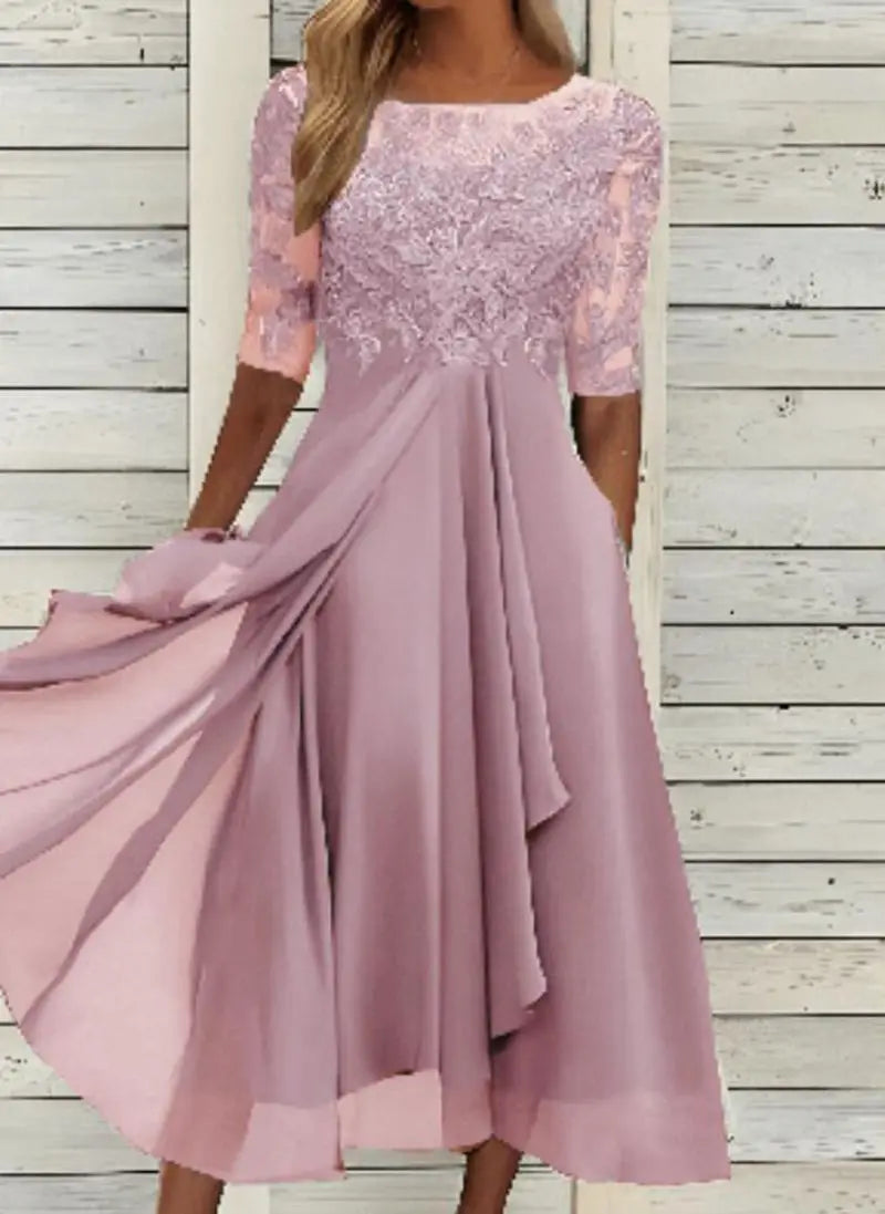 Evening Dress Vestidos Dresses 2025 Woman Elegant Temperament Gentle SlimI Irregular Solid Color Fashion Banquet Chiffon French