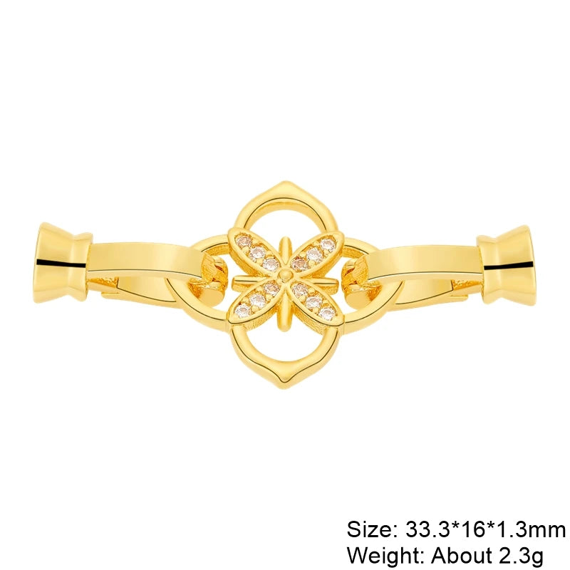 JUYA Gold Zirconia Clasp Hook Fasteners for Bracelets Silver Pearls for Jewellery Making Accessories Luxury Necklace Closures