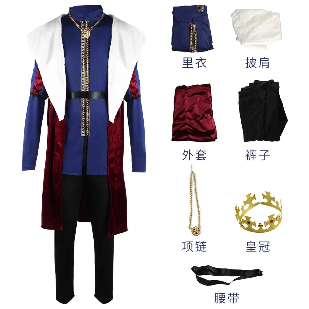 Medieval King and Queen Couple Costume Royal Retro Outfit  Adult Halloween Cosplay Fancy Renaissance Dress