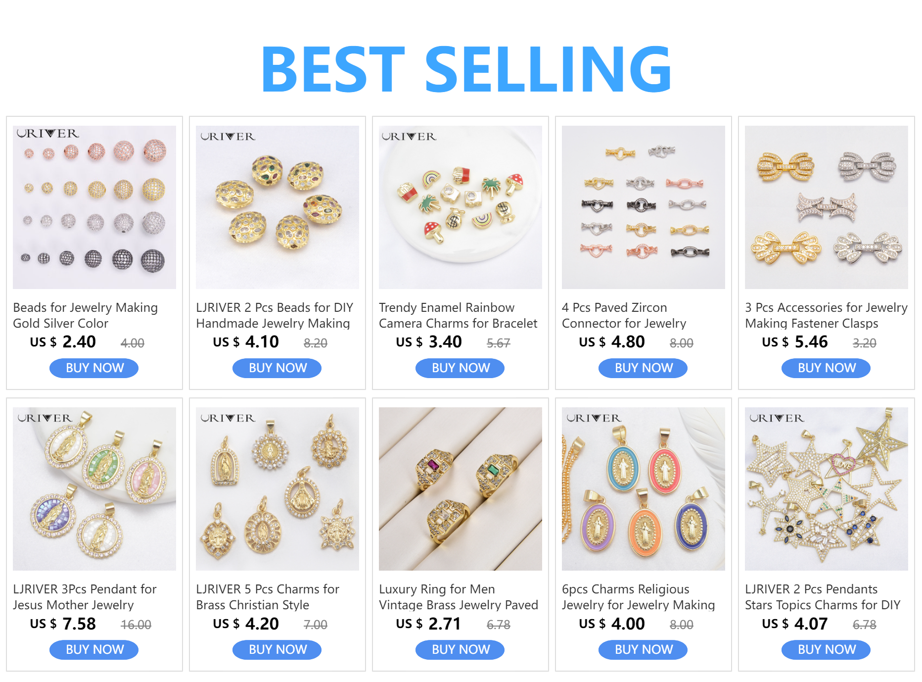 Beads for Jewelry Making Gold Silver Color Accessories Paved Zircon Spacer Bead String Beaded Diy Necklace Bracelet Chain Charms
