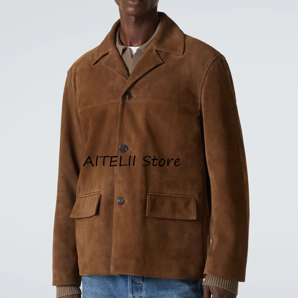 Casual Suit Jackets Lapel Single-breasted Costumes Casual Suede Jacket Blazers for Man Fashion Suits Blazer Men's Clothing