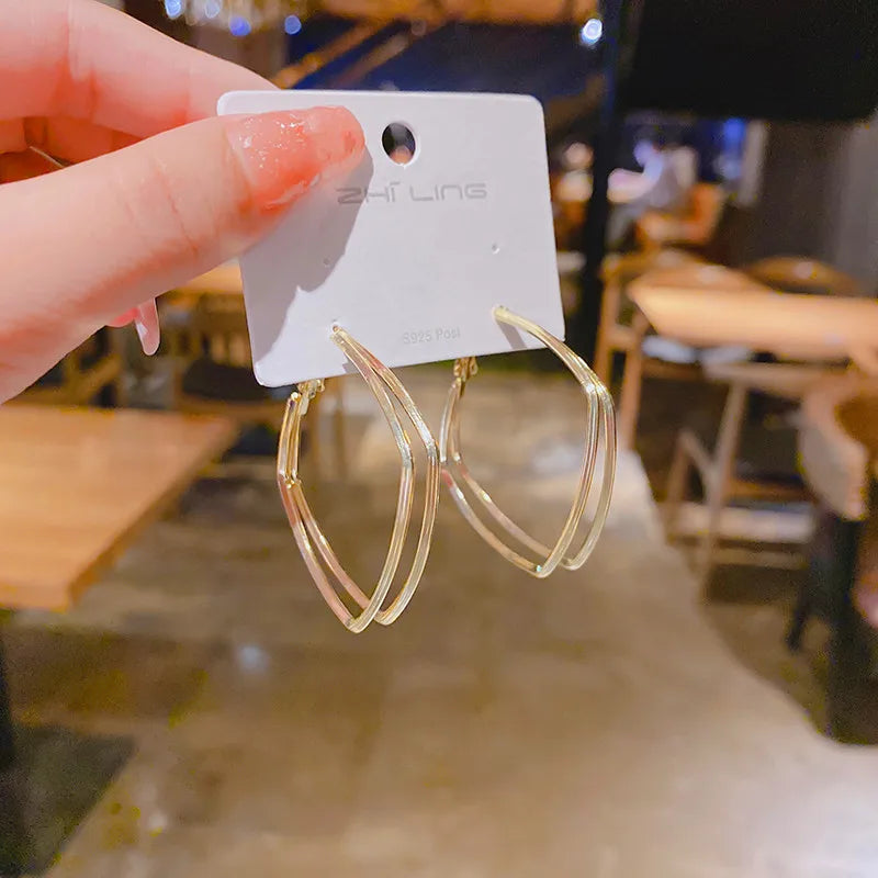 Jea.Angel Silver Color Earrings Geometry Earring For Women Korean Vintage Irregular Zircon Earrings Trendy Fashion Jewelry Gifts