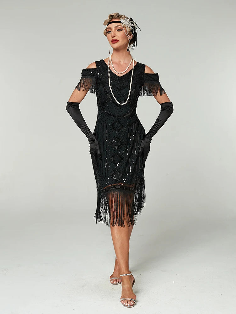Dresses 1920s,Great Gatsby Dresses for Women Fringe Roaring 20s Costumes with 20s Accessories for Harlem Nights