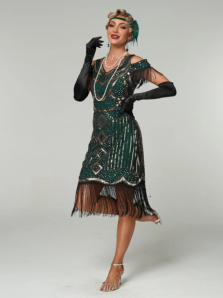 Dresses 1920s,Great Gatsby Dresses for Women Fringe Roaring 20s Costumes with 20s Accessories for Harlem Nights