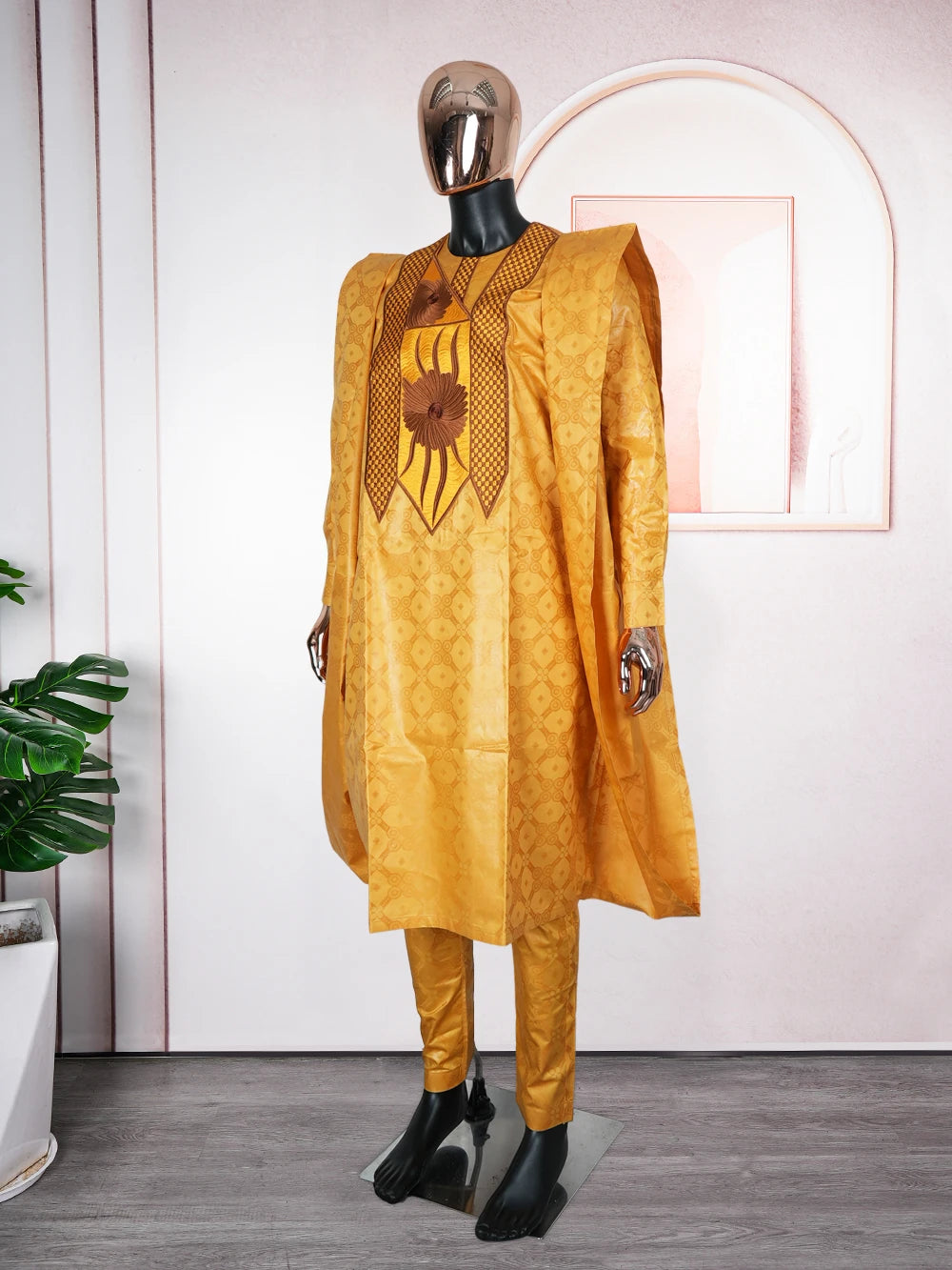 African Dresses For Couple Gold Matching Woman Man Traditional Bazin Riche Embroidery Outfit Turkey Dress Wedding Party Dress