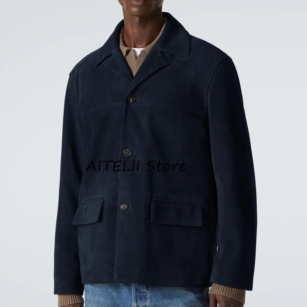 Casual Suit Jackets Lapel Single-breasted Costumes Casual Suede Jacket Blazers for Man Fashion Suits Blazer Men's Clothing