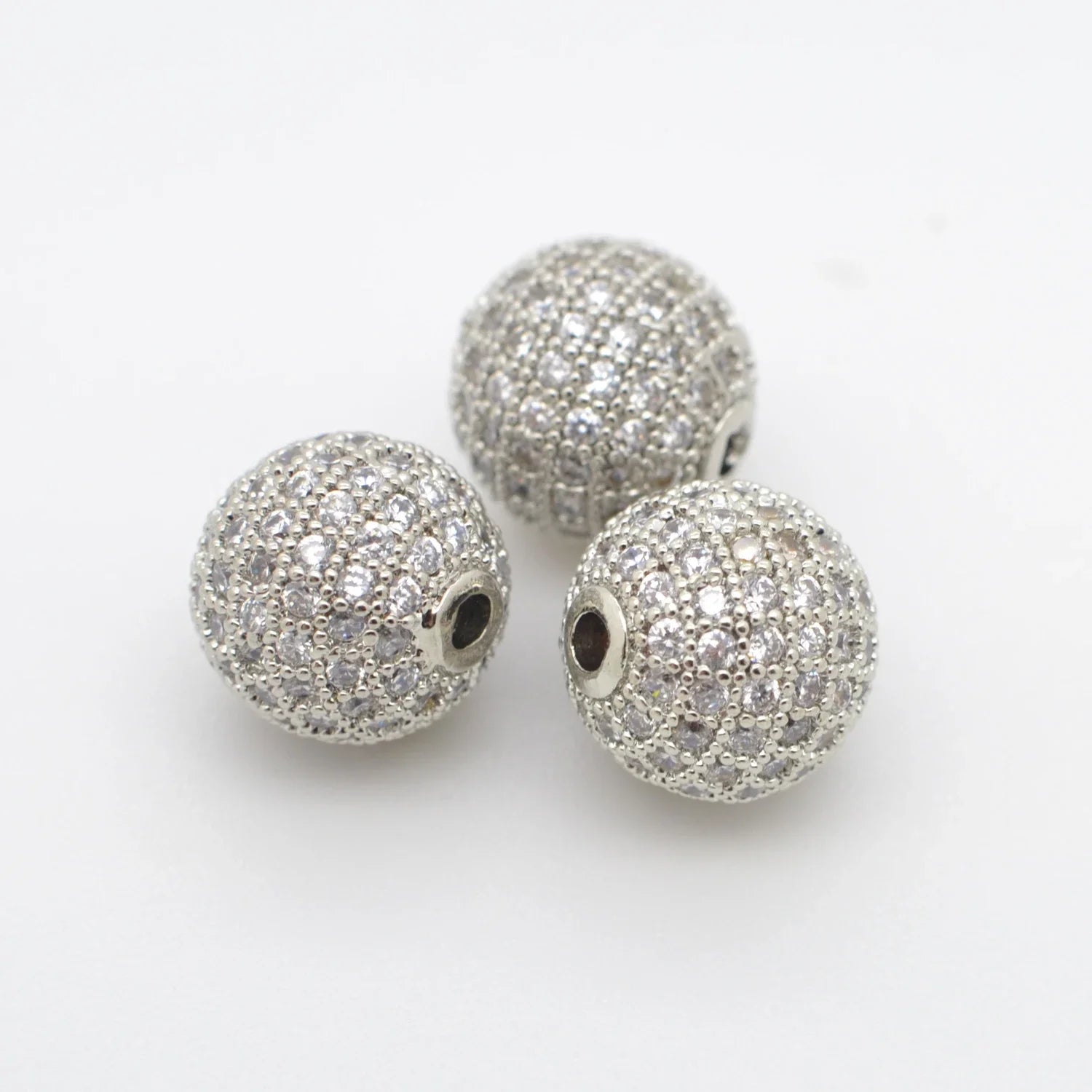 Beads for Jewelry Making Gold Silver Color Accessories Paved Zircon Spacer Bead String Beaded Diy Necklace Bracelet Chain Charms