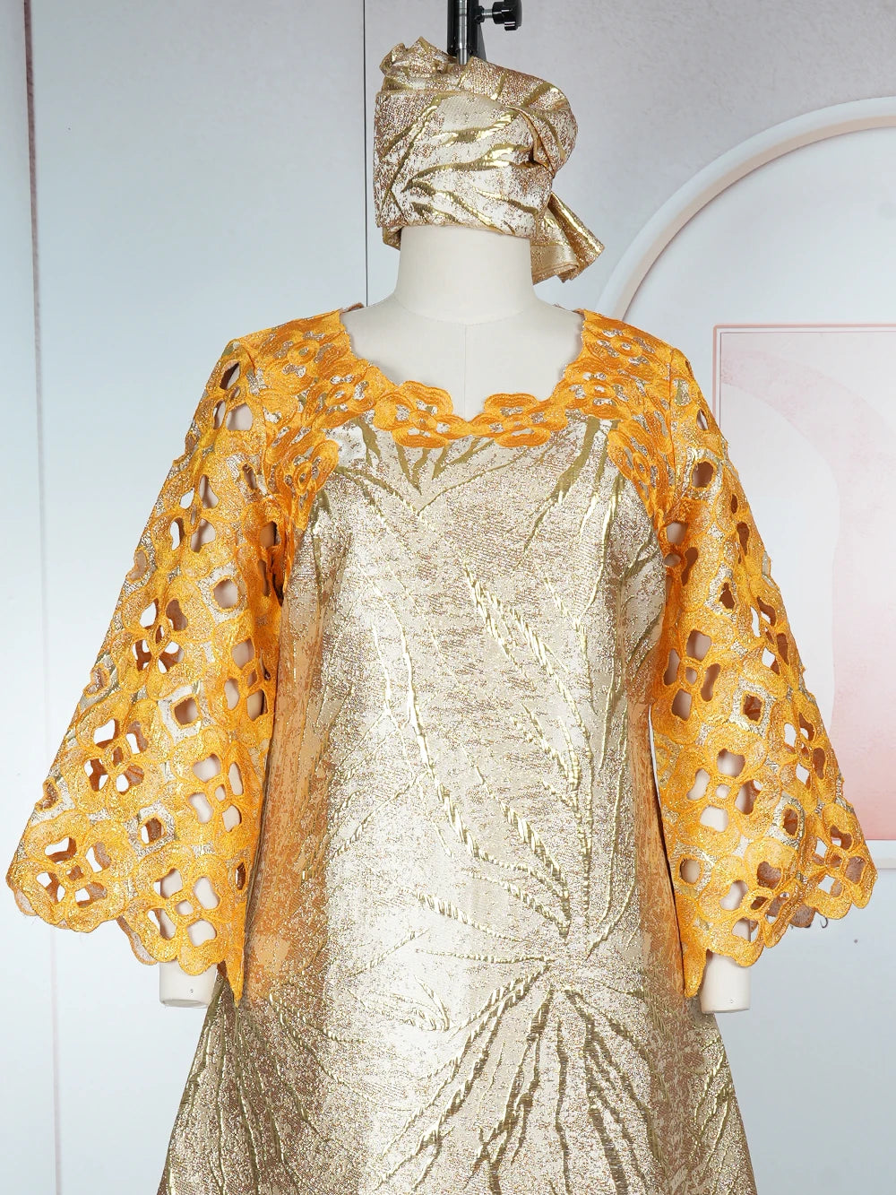 African Dresses For Couple Gold Matching Woman Man Traditional Bazin Riche Embroidery Outfit Turkey Dress Wedding Party Dress