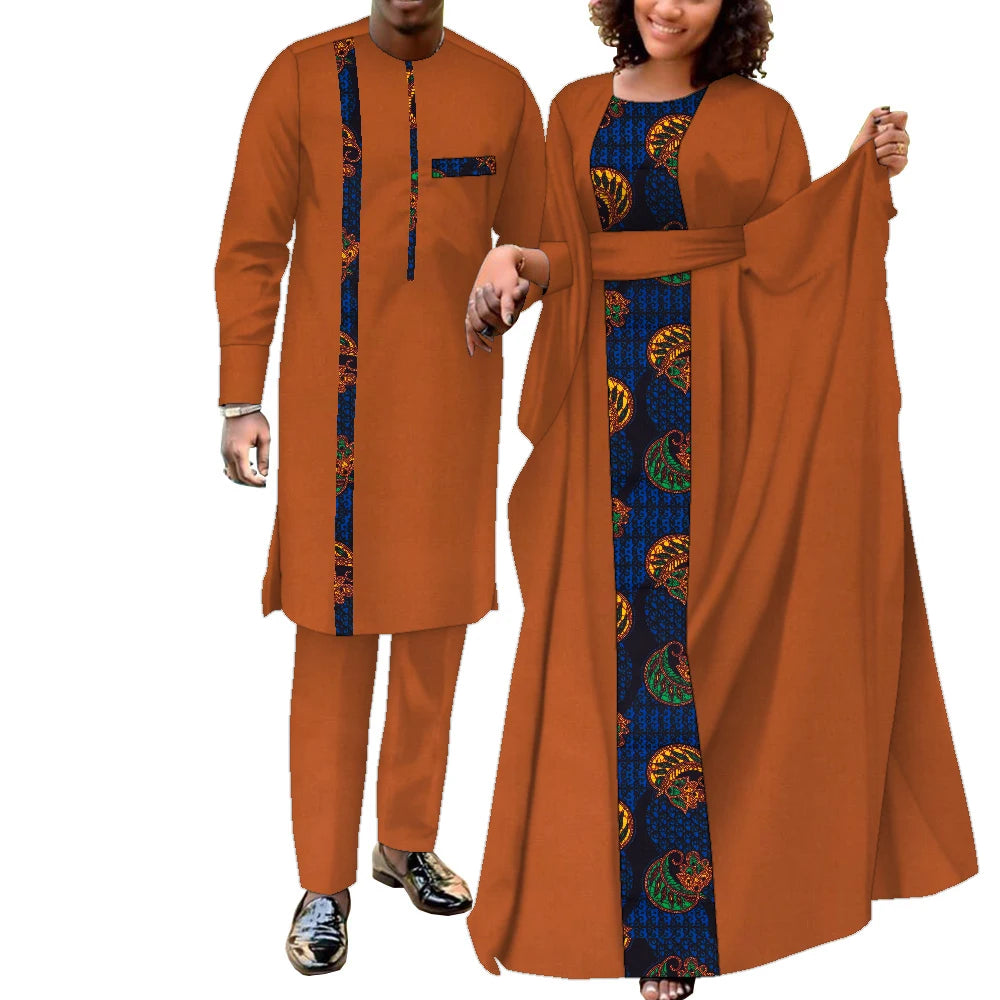 African Couple Outfits Matching Sets African Dresses for Women and African Dashiki Mens Clothing for Wedding Wyq949