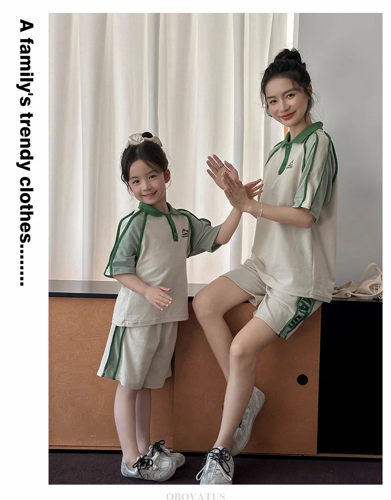 Couples Matching Outfit for Family Look Clothes Set Polo Shirt And Shorts 2 Pieces Clothing Suit New Summer Dad Mom Baby Costume