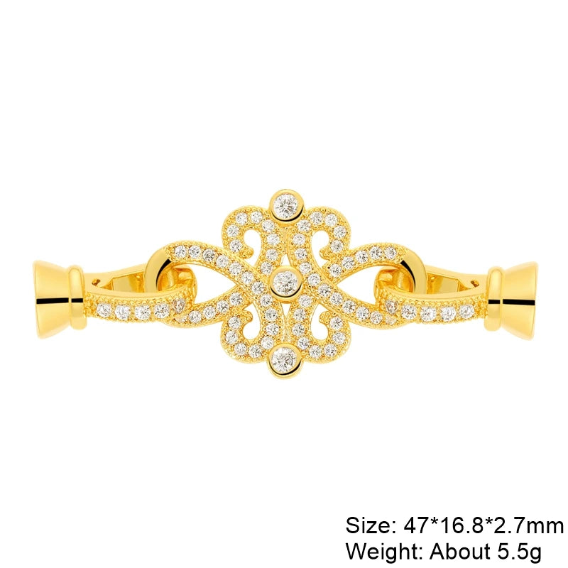 JUYA Gold Zirconia Clasp Hook Fasteners for Bracelets Silver Pearls for Jewellery Making Accessories Luxury Necklace Closures