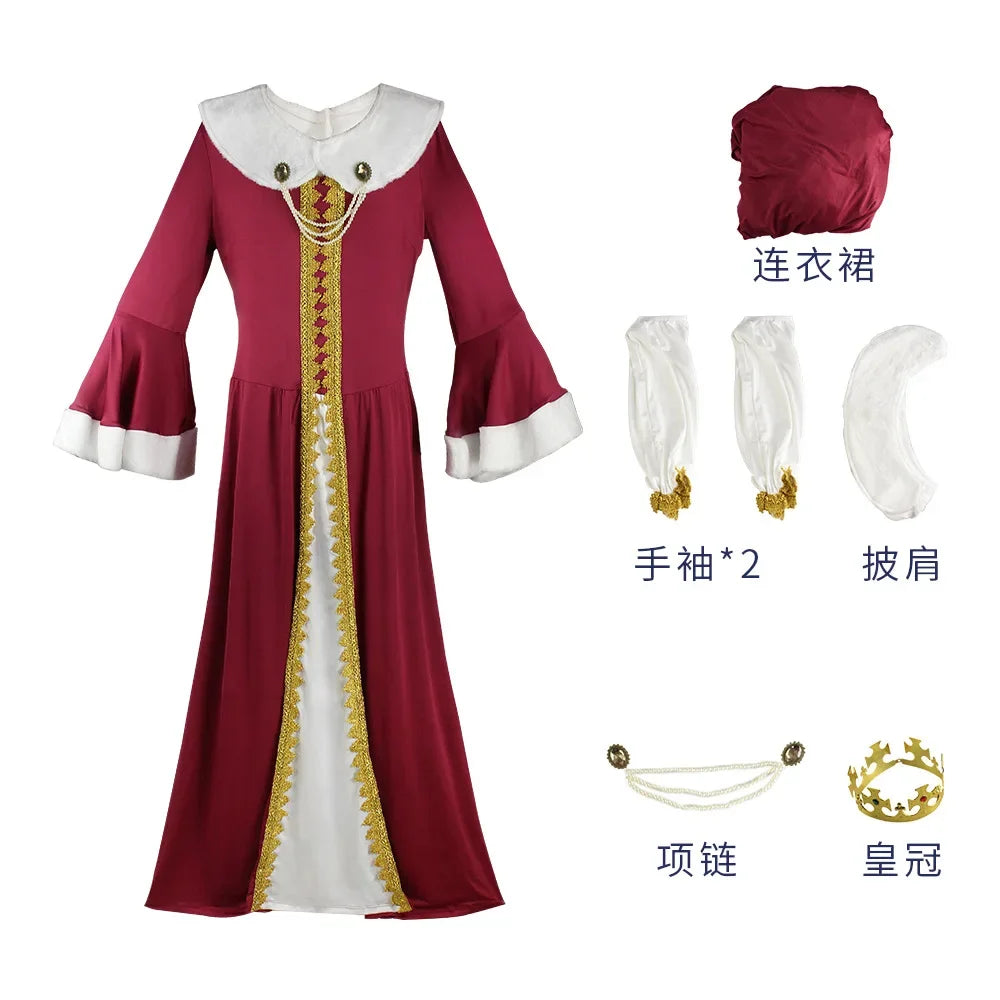 Medieval King and Queen Couple Costume Royal Retro Outfit  Adult Halloween Cosplay Fancy Renaissance Dress